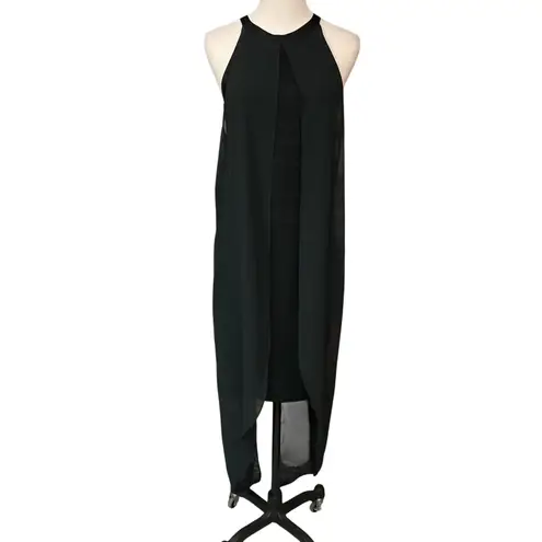 Venus  Women's Sleeveless Sheer Casual Trendy High Low Hem Dress Black Size 10