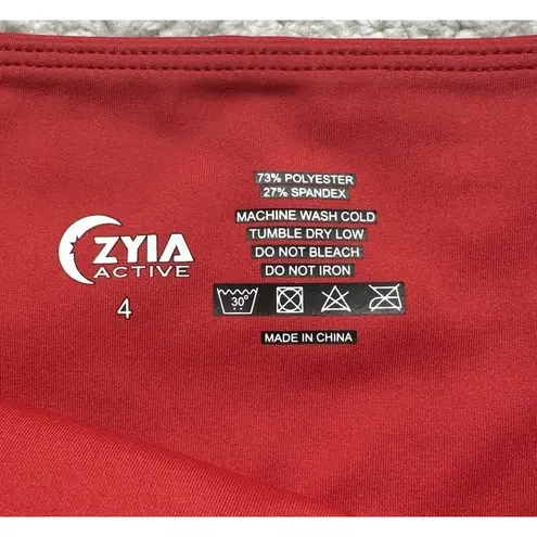 Zyia Active Red Tight Cropped Pocket Stretch Leggings Yoga Athletic Size 4