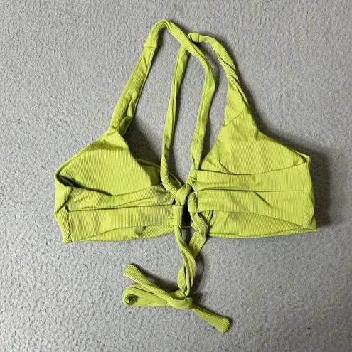 Womens Juniors Swimsuit XL Lime Green Front Keyhole Ring Ribbed 2 Piece NEW Size undefined