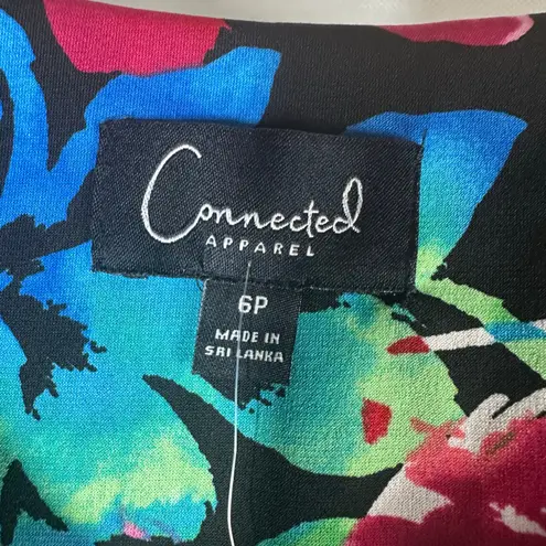 Connected Apparel Connected Petite Dark Floral Tropical Cold-Shoulder Maxi Dress Size 6 Petite