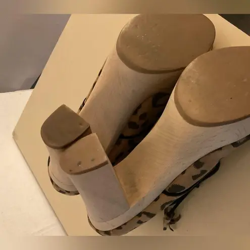 Rebecca Taylor women leopard print suede platform heel boots size 9