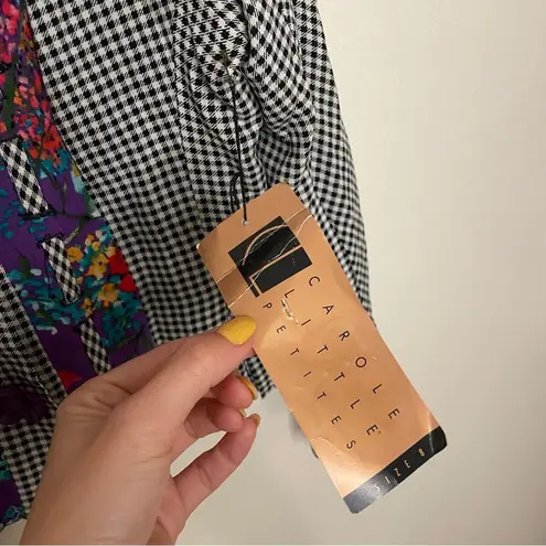 carole little Vintage Petites Jacket NWT Size 8 Flower Button Checkered Floral