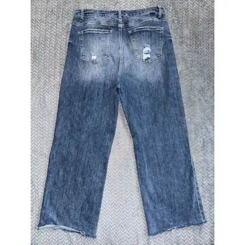 Risen Jeans Women's Blue Wide Leg Distressed Stretch Denim Size 32