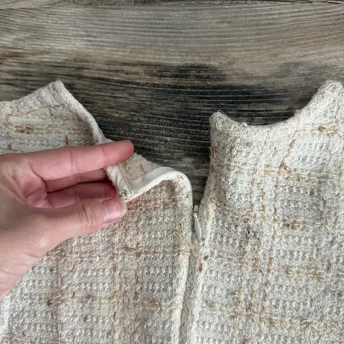 St. John Women’s Size 2 Sleeveless Tweed Sheath Dress Ivory Beige Made in USA