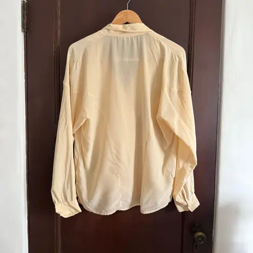 80s Vintage OMANTI 100% Silk Double Breasted Button Down Blouse Shirt Jacket 10 Size M