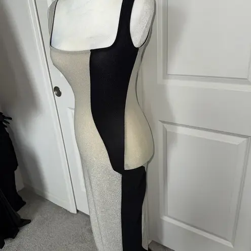 Black and Silver Shimmer Maxi Dress Size XS