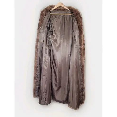 Vintage Long Brown Mink Sections Fur Coat Mint Size undefined
