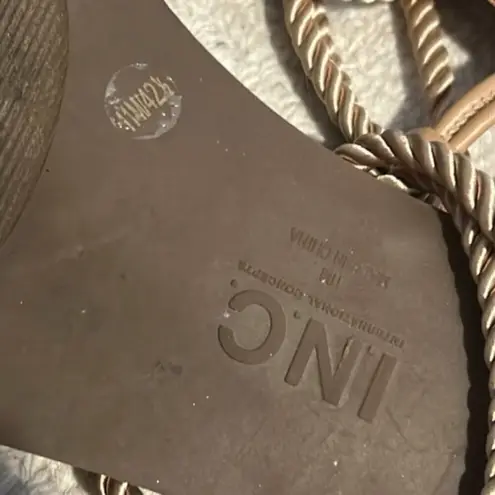 INC International Concepts Jerzi Rope Embellished Strappy Flat Sandals Size 11 Tan