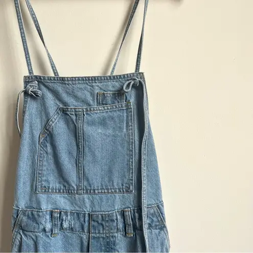 ZARA  Basic Z1975 Denim Distressed Button Overalls Jumpsuit Light Wash Small - Image 6