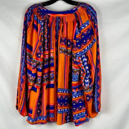 Investments Multicolored Thin V-neck 1/4 Button Blouse 2X