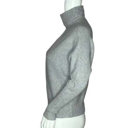 Magaschoni Sweater Womens XS Gray Mock Neck Ribbed Knit Neutral Minimalist