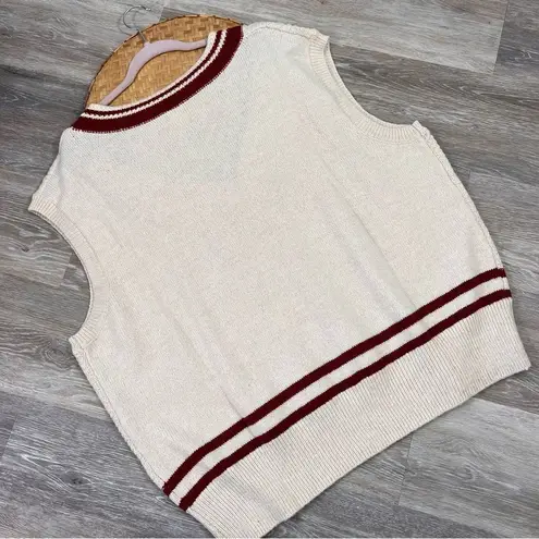 Abound Nwt  preppy sweater vest pullover cable knit cream & maroon