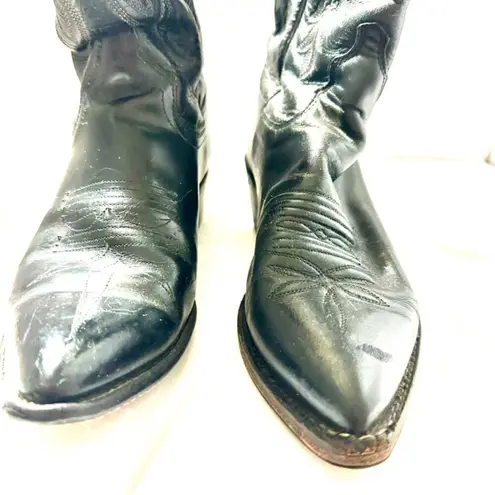 Justin Vintage Cowgirl Black Leather Boots Size 6 B mismatch