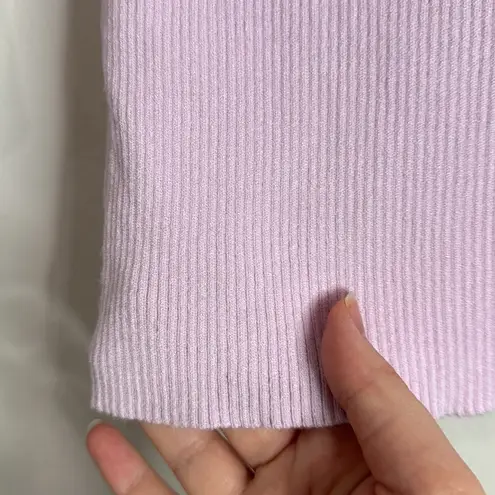 Carmen Marc Valvo Women’s 3/4 Sleeve Ribbed Cutout Front Lavender Knit Top sz S