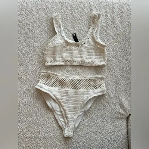 Beach Riot NWT Elliot Crochet White Bikini Set L