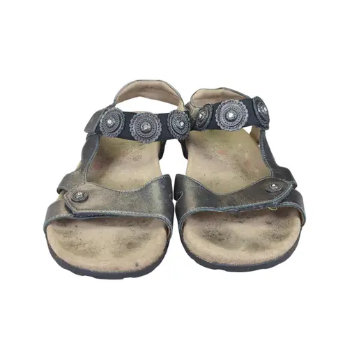 TAOS Eden 2 Pewter Metallic Leather Comfort Sandals Women's US 9 EU 40 Gray