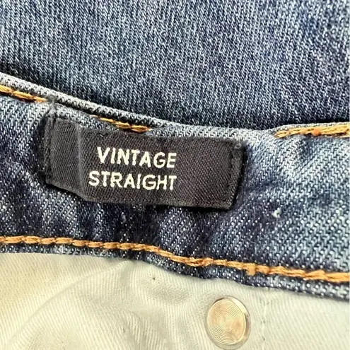 J Crew Jeans Vintage Straight Blue Wash Denim Distressed Size 31T Tall Stripe