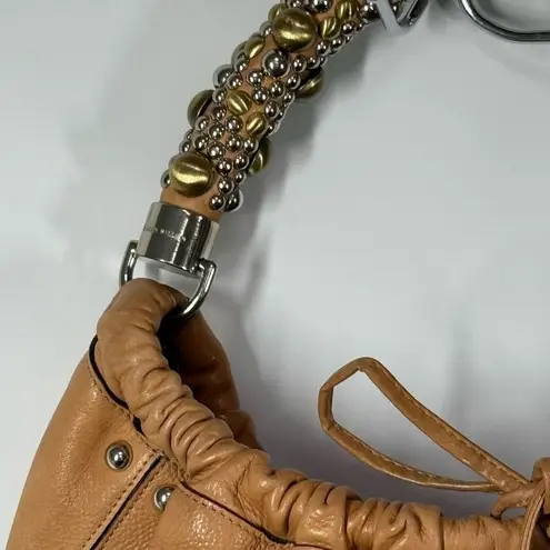 Karen Millen TAN LEATHER STUDDED STRAP SHOULDER BAG
