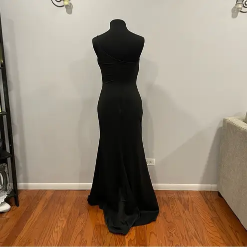 La Femme  28176 Black One Sleeve Gown 8