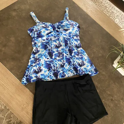 Adisputent Tankini Swimsuits for Women with Shorts Cross Push Tank Top Tummy Control Two Piece Swimwear High Waisted