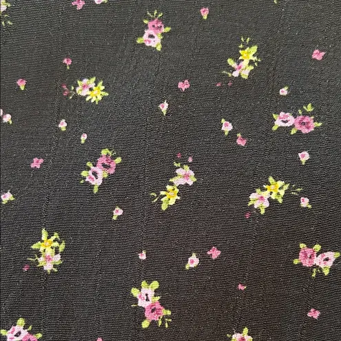 Pins and Needles Deep V Black Floral Midi Spaghetti Strap Racer Back Slip Dress