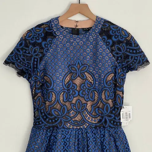 City Triangles NEW  Dress Juniors Size 5 Blue Short Sleeve Fit & Flare Lace Dress