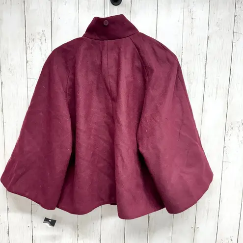 Elie Tahari Jacket Women Sz M Nadjia Garnet Capelet Cropped Flared Sleeve Coat