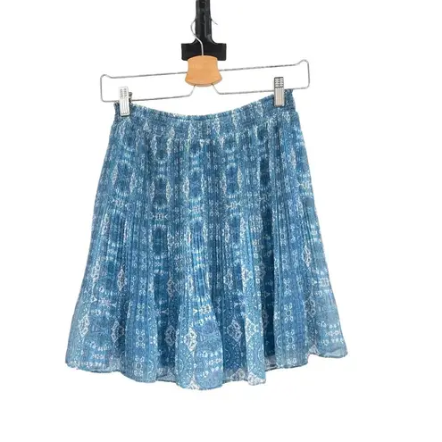 Intermix Pleated Paisley Print Mini Skirt Blue Size XL