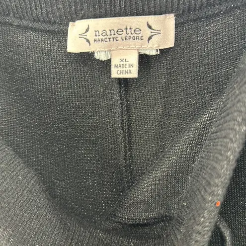 Nanette Lepore  Black Wide Leg metallic sweater Pants pull on XL casual office