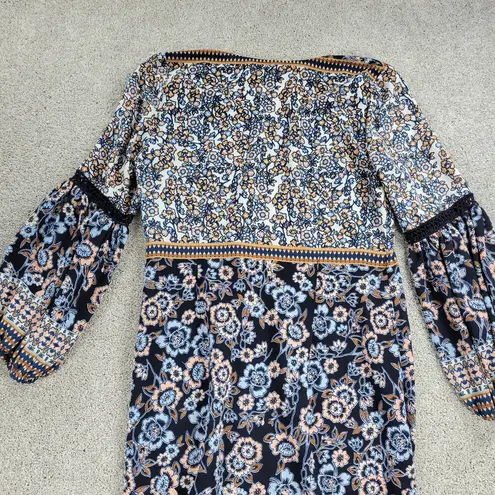 MSK Womens Dress Medium Blue Floral V