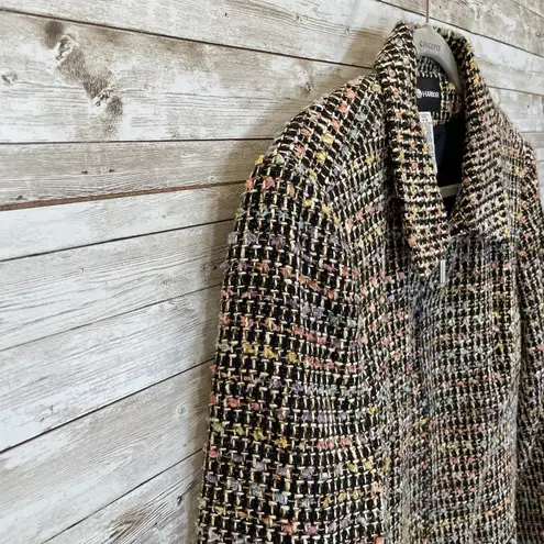 Vintage Sag Harbor Womens 18 Blazer Tweed Pastel Confetti Jacket Full Zip Black