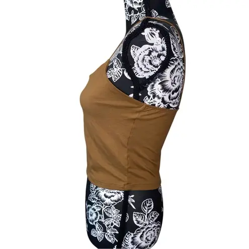 Gaze Cropped Cami Tank Top Crop Built In Bra Camisole Sleepwear Summer Beach White