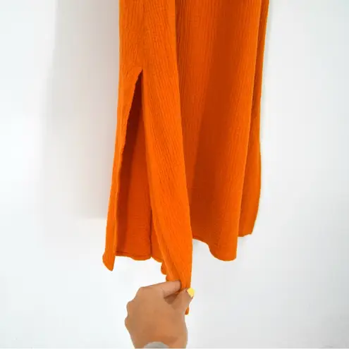 Evereve NWT  Ashere Cotton Gauze Midi Dress Halter Tie Back in Orange Womens S