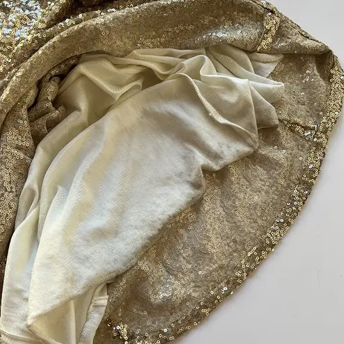 Beautifly Sequin Cowl Back Cap Sleeve Evening Gown Prom Dress in Gold Size US2