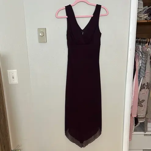 Windsor Vintage 90s Eggplant Purple Asymmetrical Midi Dress  Mesh Fairy Grunge