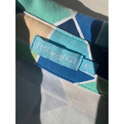 J. McLaughlin Dolly Catalina Cloth Sleeveless Collared Shirt Dress, XS green Blue