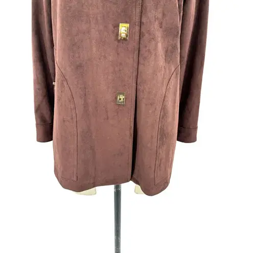 Gretchen Scott Chocolate Brown Faux Suede Gold Lock Jacket Size XS