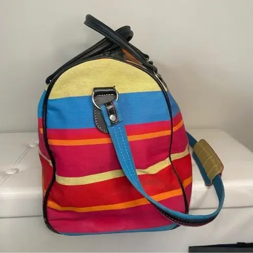 Pineda Covalin Mexico Aztec Multicolor Stripes Canvas Duffle Weekender Bag