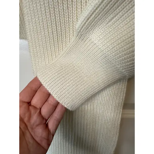 Anna October Ivory Wool Scarf Sweater XS Ribbed Knit Designer Pullover