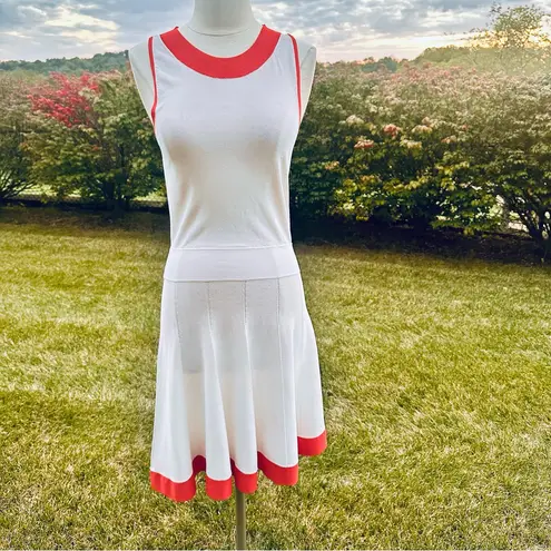 L'Etoile Sport Women's Drop Waist Stripe Athletic Dress White Size M