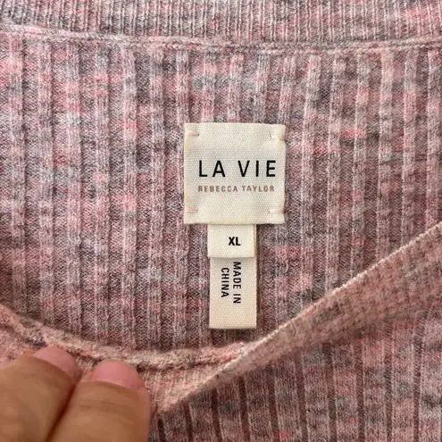Rebecca Taylor La Vie Sz M Pullover Knit Pink Sweater Stretch Long Sleeves