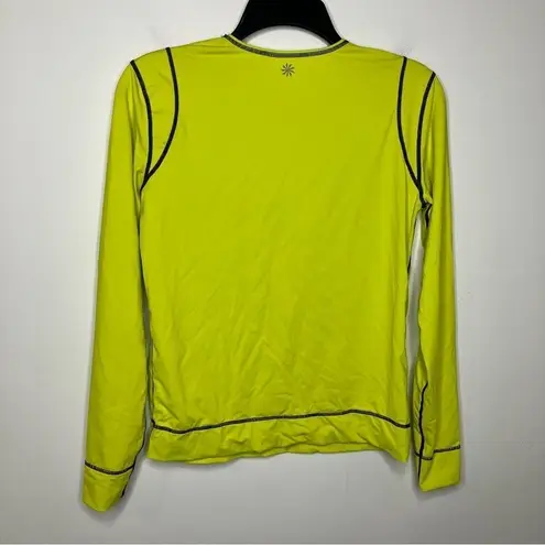 Athleta ‎ neon long sleeve shirt kangaroo pocket size small