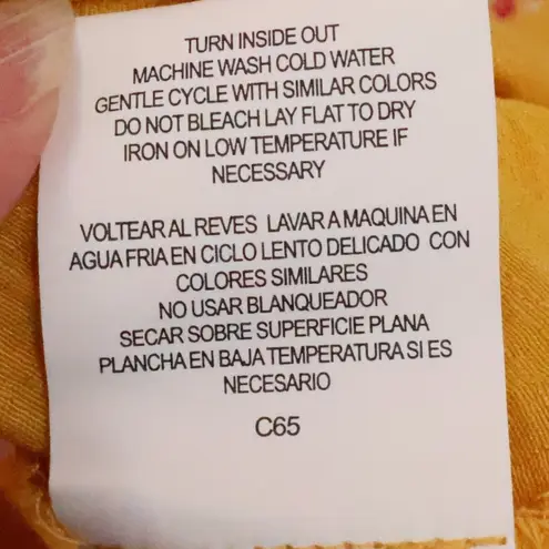 Fig and Flower Anthropologie Mustard Yellow Embroidered Button Top Plus Size 1X