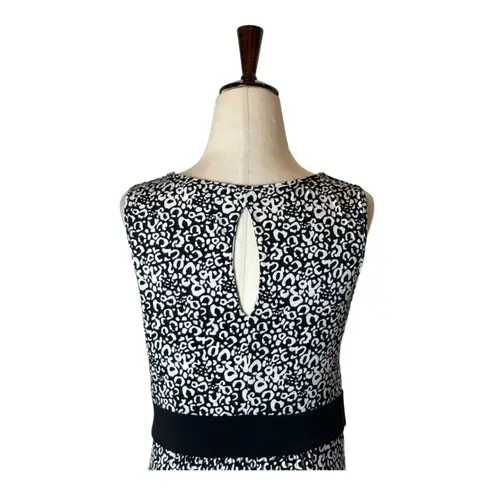 Soma Dress Womens Medium Black White Jersey Knit Animal Print Sleeveless Maxi