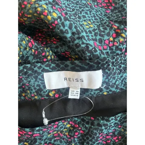 Reiss Skyla Snake Print Chiffon Mini Skirt Green Womens Size 6