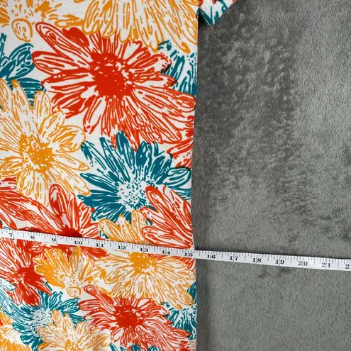 Slinky Brand Floral Shift Dress Womens XS Orange Blue White Boho Beach Lagenlook