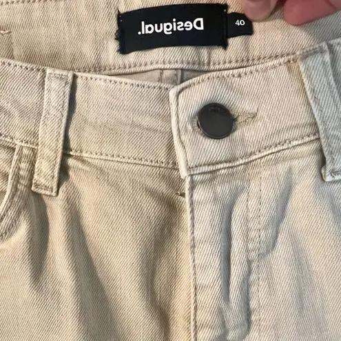 Desigual NWOT Beige Marlon Flared Cropped Jeans, Size 40