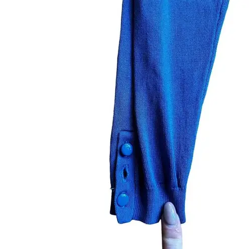 Reiss Blue Cropped Sleeve Knitwear Longsleeve Pleated Front Cali Size S