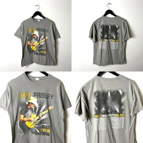 Brad Paisley Country Rock Music Tour Graphic T Shirt Medium Tee Unisex Fit Gray