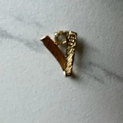 Vintage UTC 925 Sterling Silver CZ Pendant Ribbon Round Cubic Zirconia Sparkly Gold